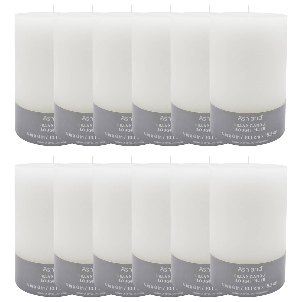 12 Pack: 4" x 6" White Pillar Candle by Ashland®